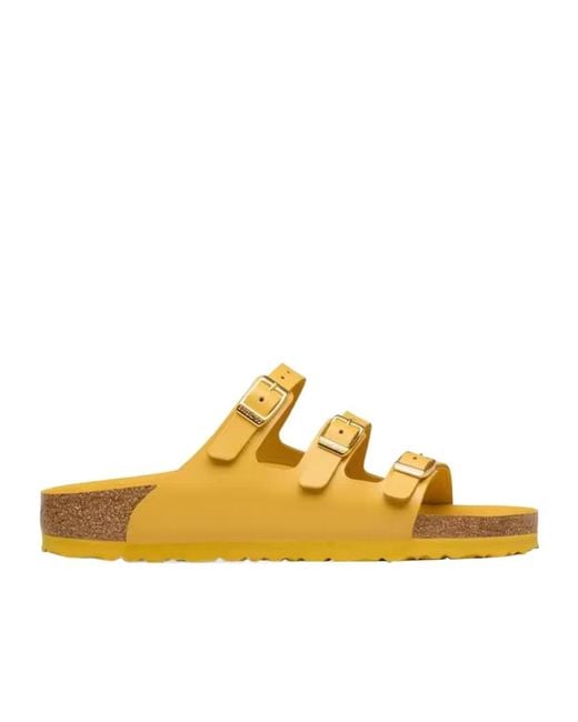 Birkenstock Yellow Triple-Strap Flat Sandals