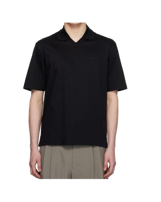 Mackage Black V-Neck Short Sleeved Polo Shirt for men