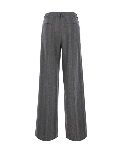 Pt Pantaloni Gray Casual Trousers With Belt Loops