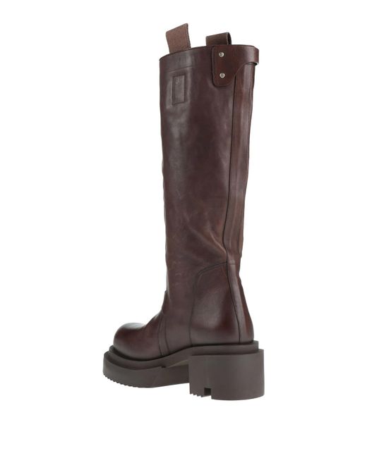 Rick Owens Brown Round Toe Platform Leather Boots