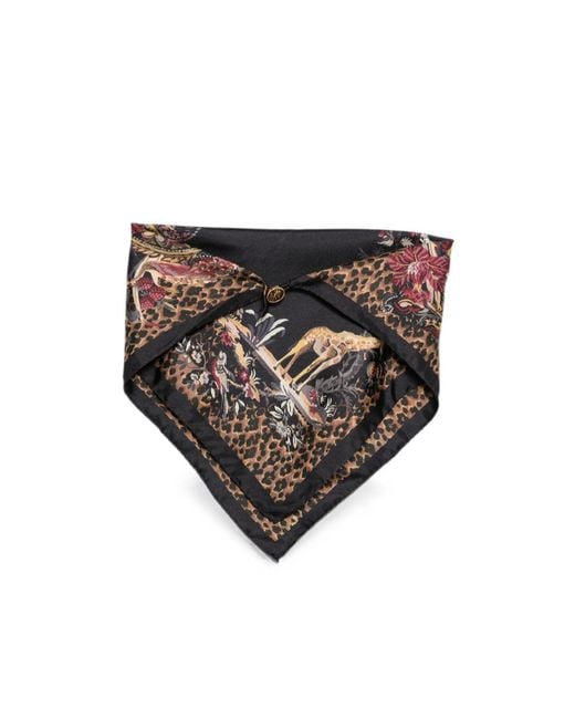 Etro Gray Paisley Leopard-Print Scarf