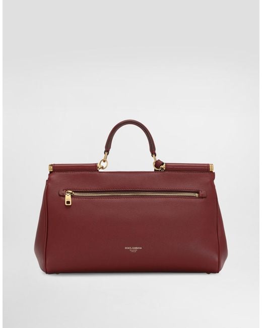Dolce & Gabbana Red Logo Plaque Medium Sicily Handbag