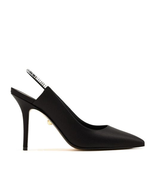 ALEVI Black Danielle Crystal-Embellished Slingback Pumps