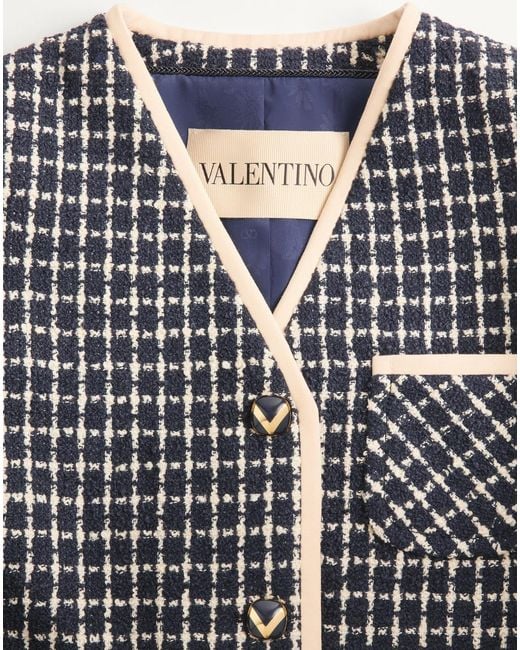 Valentino Black V-Neck Button-Up Jacket