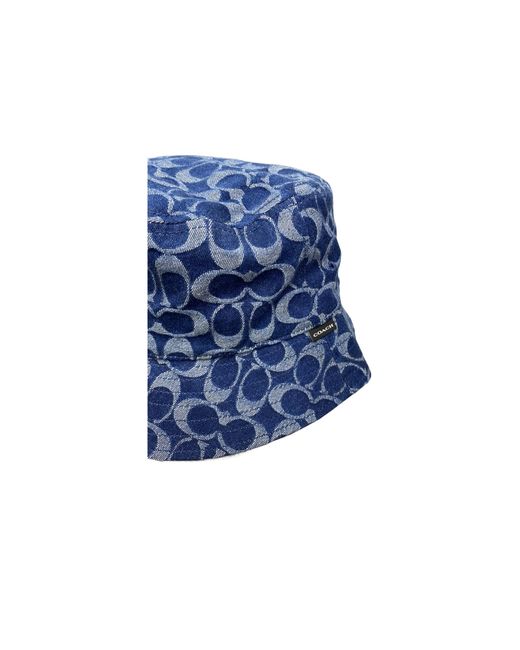 COACH Blue Signature Denim Bucket Hat