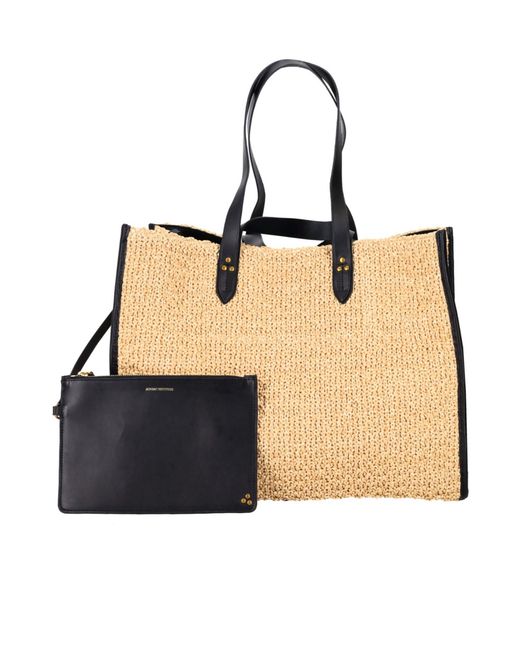 Jérôme Dreyfuss Natural Large Leon Leather-Trim Tote Bag