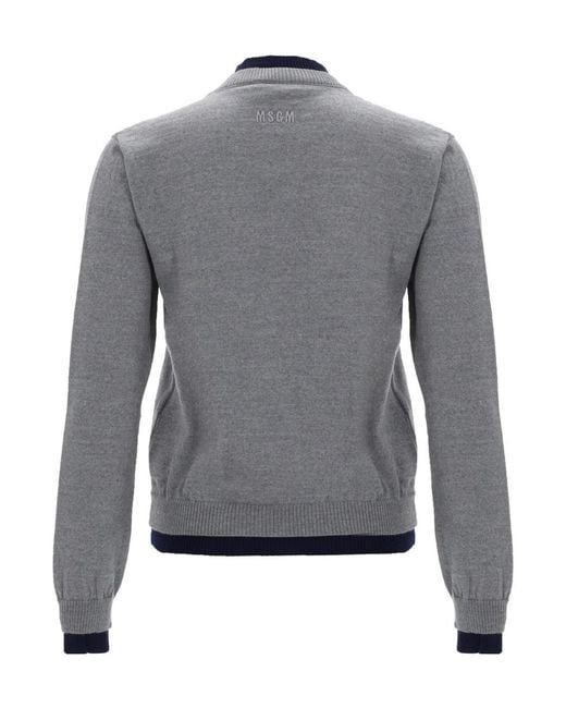 MSGM Blue Contrast Trim Button-Up Cardigan