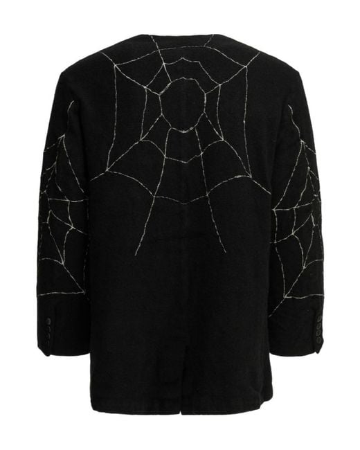 Kapital Black Embroidered Collarless Jacket for men