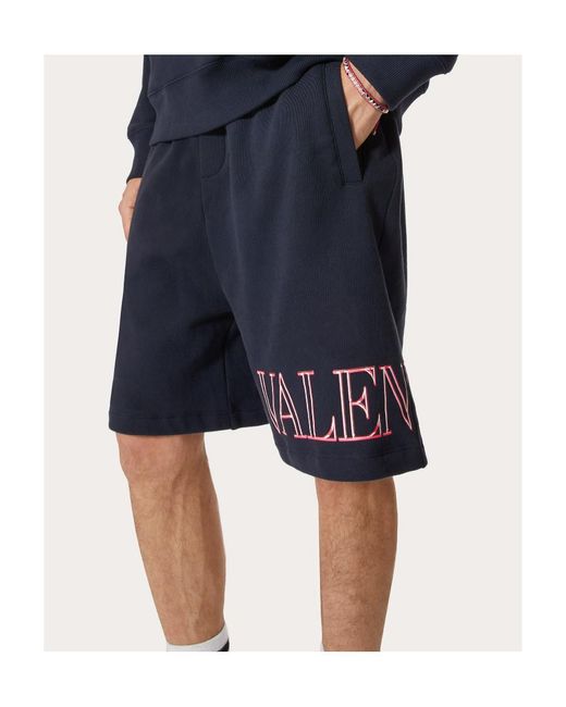 Valentino Blue Logo Print Drawstring Shorts for men