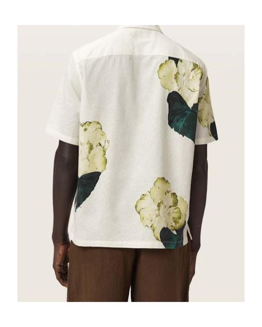 AllSaints White Nouvelle Short Sleeve Linen Blend Shirt for men