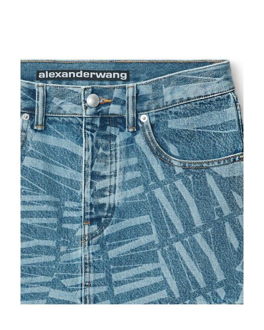 Alexander Wang Blue Logo-Print Mini Denim Skirt