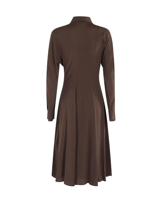 Semicouture Brown Ruffled Button Dress