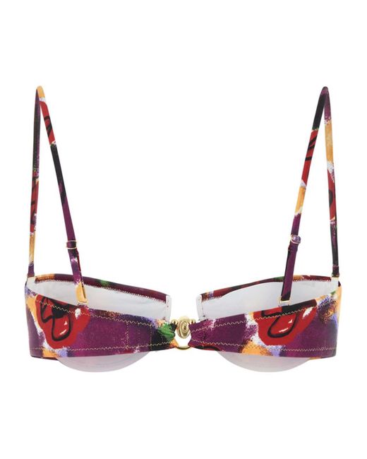 Reina Olga Red Hammond Printed Bikini Top