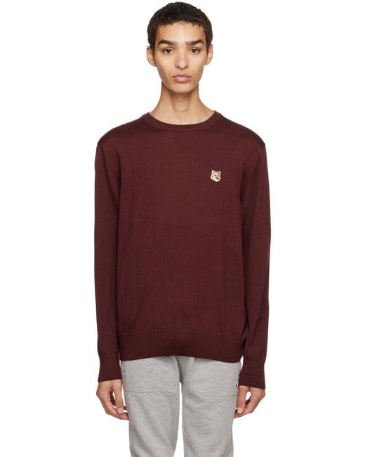 Maison Kitsuné Red Logo Crew-Neck Jumper for men