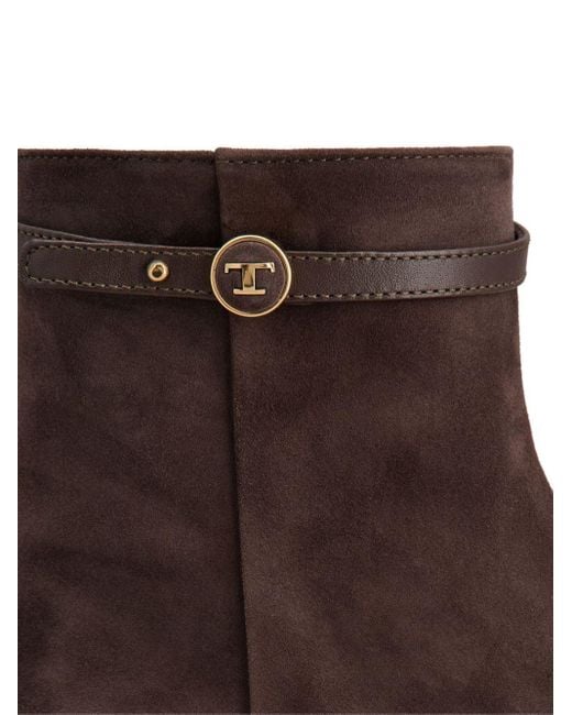 Tod's Brown Logo Plaque Ankle Boots