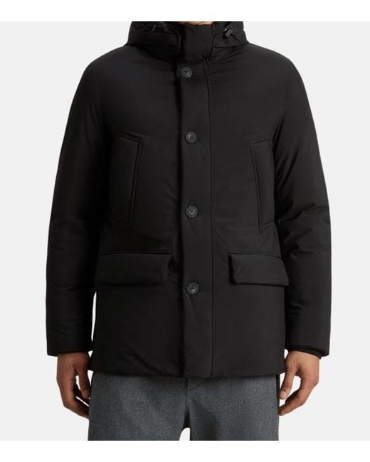 Woolrich Black Hooded Puffer Jacket for men