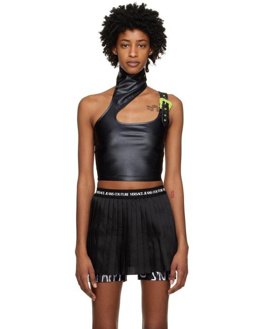 Versace Jeans Black Buckle-Detail Sleeveless Top