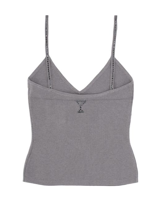 retroféte Gray Retrofete Embellished Strap Knit Top