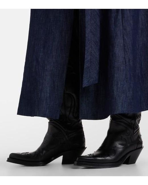 Gabriela Hearst Black Capitana Leather Cowboy Boots