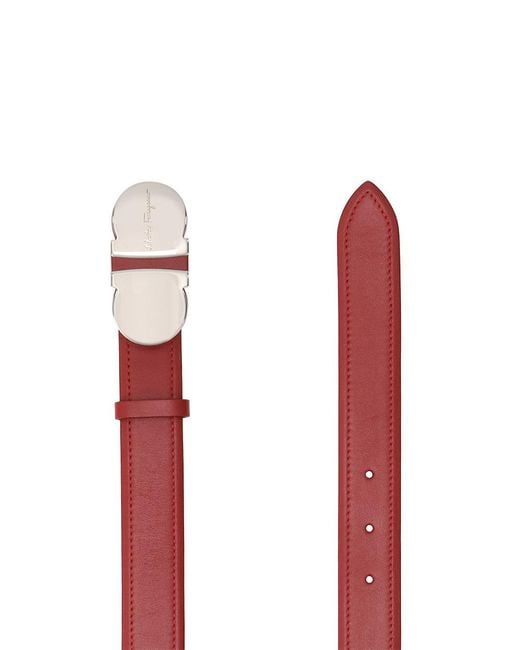 Ferragamo Red Logo Buckle Belt