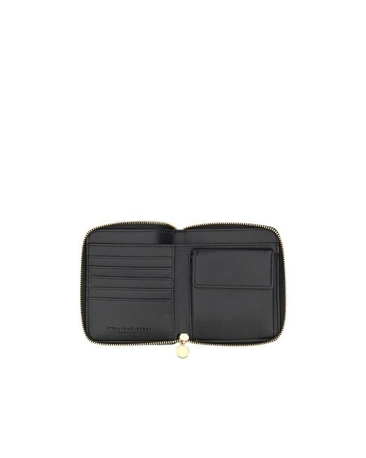 Stella McCartney Black Logo Printed Zip-Around Wallet