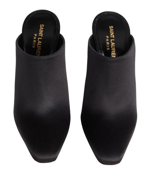 Saint Laurent Black Satin Pointed-Toe Mules