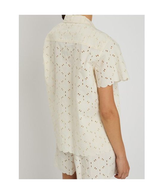 Moncler White Embroidered Cotton-Blend Shirt