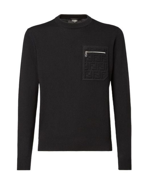 Fendi Black Wool Pullover for men