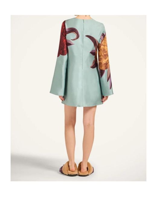 LaDoubleJ Blue Supremes Swing Floral-Print Mini Dress