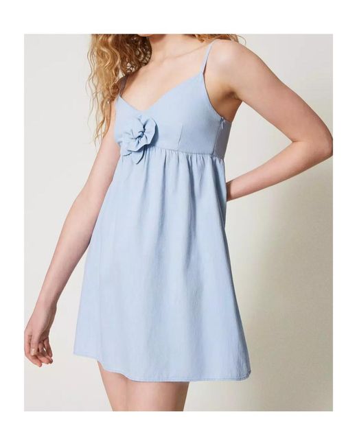 Twinset Blue Floral-Appliqué Sundress