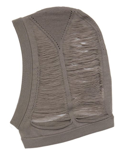 Rick Owens Gray Cut-Out Knit Hat
