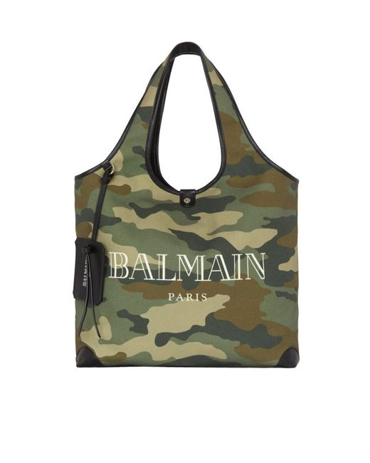 Balmain Green Pattern Shoulder Bag for men