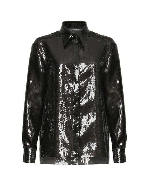 Alberta Ferretti Black Sequinned Shirt