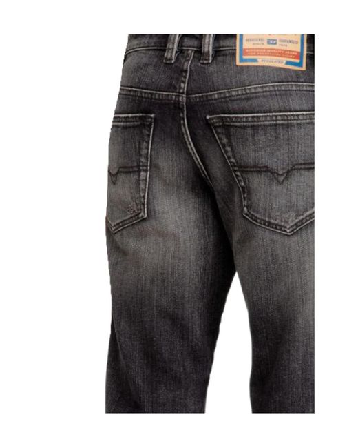 DIESEL Gray Faded Straight-Leg Jeans for men