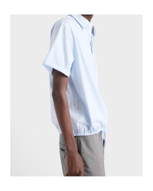 Prada Blue Short-Sleeved Cotton Shirt for men