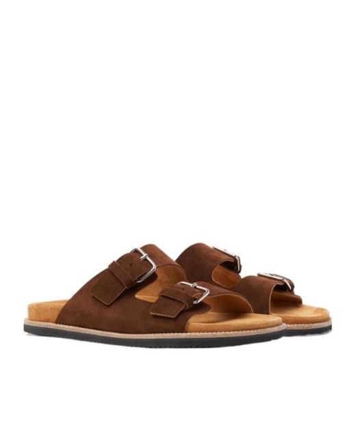 Scarosso Brown Enea Buckled Slip-On Sandals for men