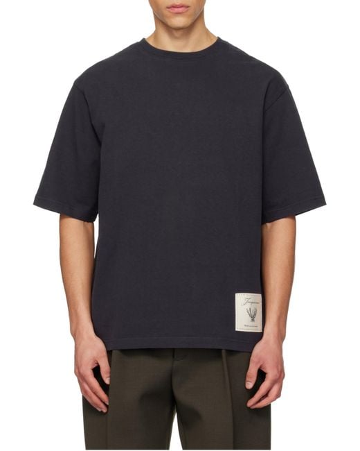 Jacquemus Blue Logo Cotton T-Shirt for men