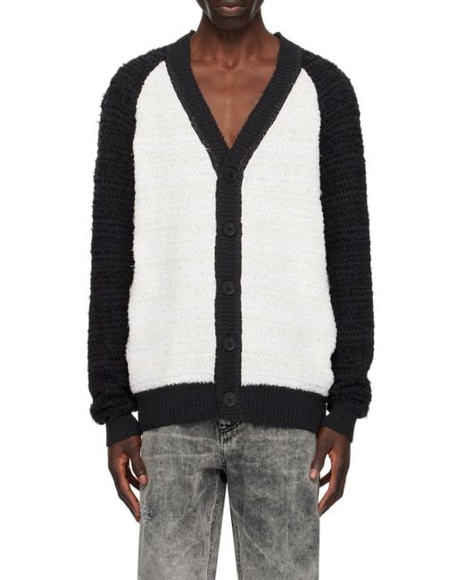 Balmain Black Two-Toned Tweed Cardigan for men