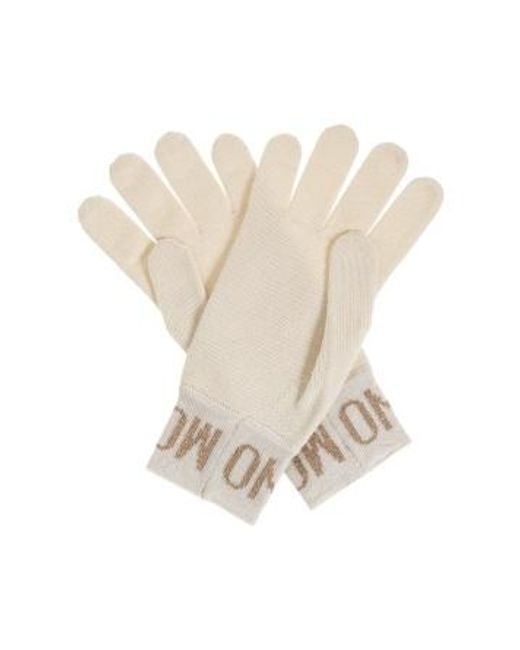 Moschino White Logo Lurex Knitted Gloves for men