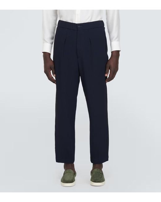 Giorgio Armani Blue Wool-Blend Straight Pants for men