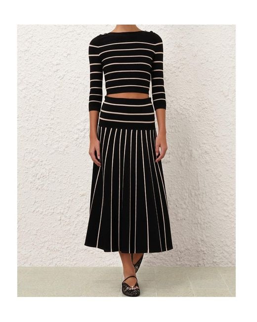 Zimmermann Black Broken Stripe Short Top
