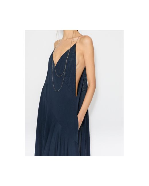 Alaïa Blue Matte Jersey Asymmetrical Slip Dress