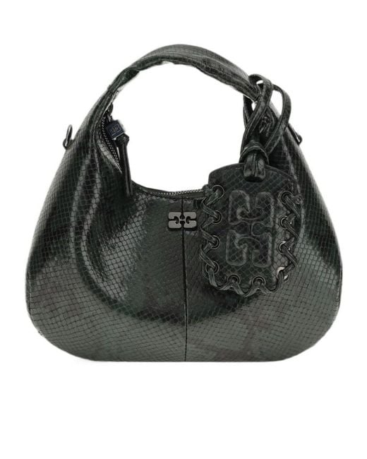 Ganni Black Mini Snake Shoulder Bag