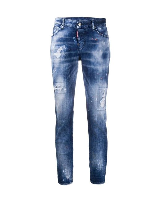 DSquared² Blue Distressed Cropped Jeans