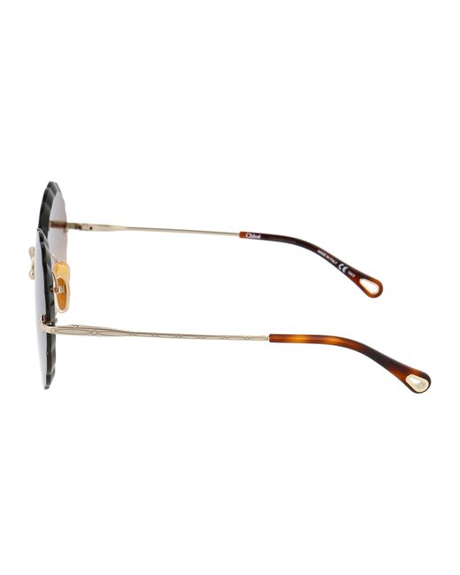 Chloé Pink Chloé Eyewear Round Scalloped Frame Sunglasses