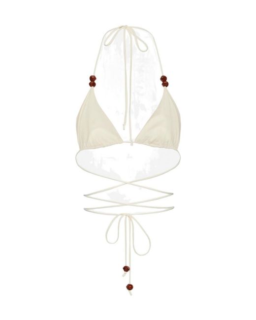 Magda Butrym White Strappy Triangle Bikini Top