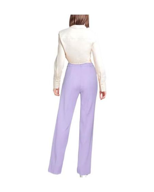 Max Mara Purple Solid Color Wool Straight-Leg Suit Trousers