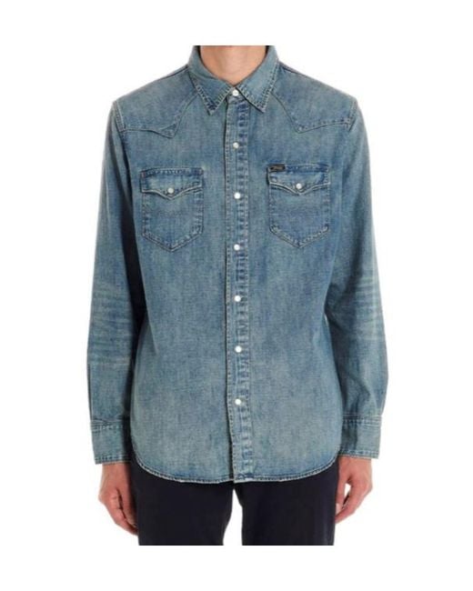Polo Ralph Lauren Blue Long-Sleeved Denim Shirt for men