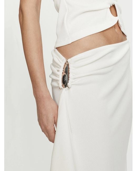 Christopher Esber White Ruched Drape Midi Skirt