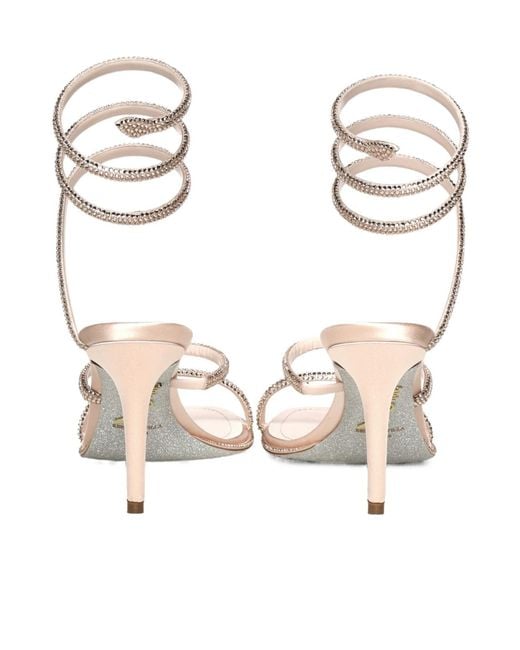 Rene Caovilla Metallic Crystal Spiral Heeled Sandals